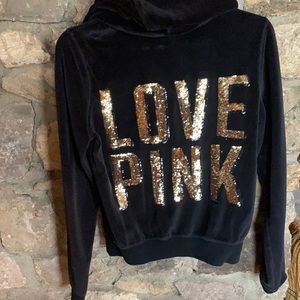 Love pink zip up sweatshirt